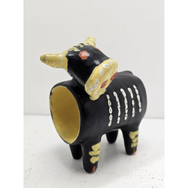Ceramic Vintage Cow Figurine Napkin Holder from Illés Ceramic, 1960s For Sale - Image 7 of 11