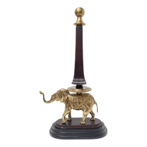 Vintage Brass Elephant Sculpture With Finial 20.5" Safari Luxe Animal Decor Hollywood Regency & Colonial Revival Accent