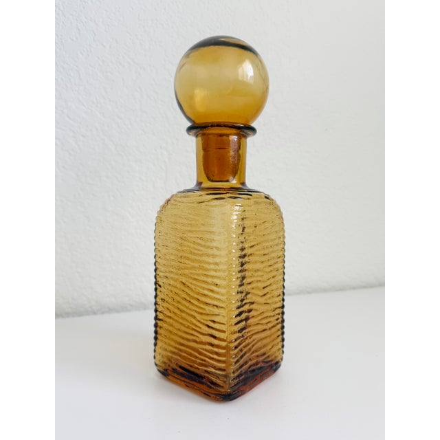 1960s Italian Empoli Amber Glass Decanter, Attributed For Sale In Sacramento - Image 6 of 8