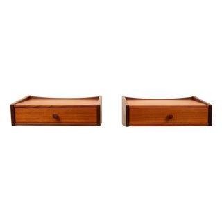 Vintage Danish Mid-Century Floating Teak Nightstands—Pair For Sale