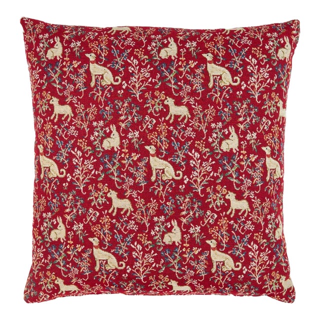 Cluny Animals Tapestry Cushion With Feather Filler - 46 X 46cm For Sale