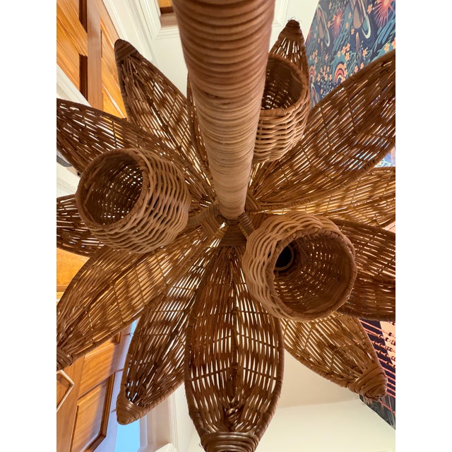 Coastal Rattan Palm Tree Floor Lamp For Sale In New York - Image 6 of 8