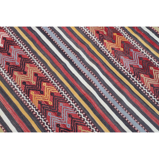 1970s 1970s Rustic Style Stripe Design Hand Knotted Oushak Kilim Rug For Sale - Image 5 of 12