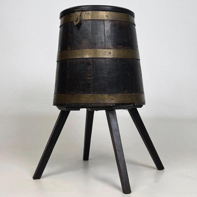 Antique English Brass-Bound Oak Jardiniere Planter, 1900s For Sale - Image 3 of 13