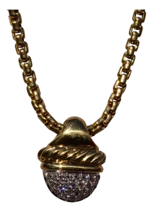 The 10th Street: Vintage David Yurman Signed Diamond Acorn In Yellow Gold
