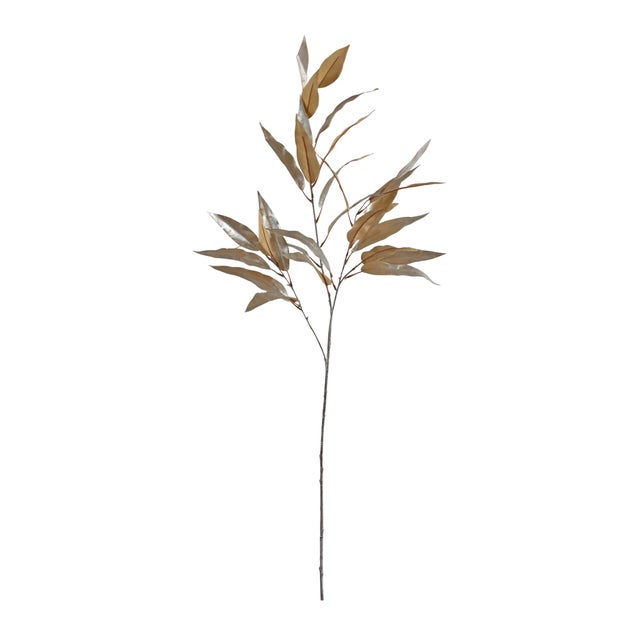 Rustic Gold Long Blade Eucalyptus Leaf Spray (Set of 6) For Sale - Image 3 of 3