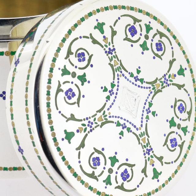 Silver Antique Art Deco Tiffany & Co. Sterling Silver & Mosaic Enameled Box For Sale - Image 8 of 12