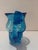 Modern Vintage Murano Aqua Art Glass Small Pitcher With Ribbed Handle For Sale - Image 3 of 7