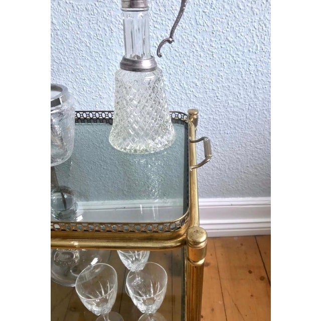 Neoclassical Square Brass Serving Trolley, 1950s For Sale - Image 6 of 7