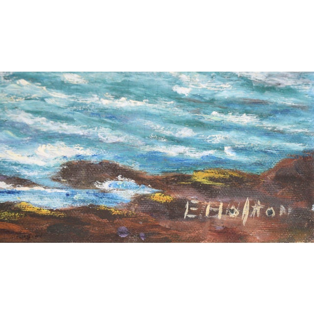 Textile Monterey Cypress - Carmel by the Sea California Seascape in Oil on Canvas by E Holton For Sale - Image 7 of 8