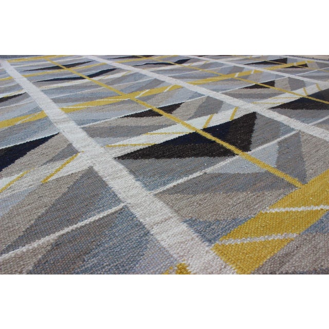 Early 21st Century Modern Swedish Rug in Gold, Gray and Black by Keivan Woven Arts 9'4 X 11'5 For Sale - Image 5 of 6