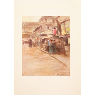 1901 Mortimer Menpes, "Apricot-Blossom Street" Original Period Antique Print of Japan From London For Sale