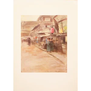 1901 Mortimer Menpes, "Apricot-Blossom Street" Original Period Antique Print of Japan From London