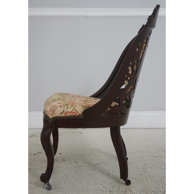 Victorian Antique Victorian Belter Walnut Small Scale Accent Chair For Sale - Image 3 of 18