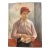 Oil on Canvas Young Boy With Shell Signed Marchetti 1938 Italy For Sale