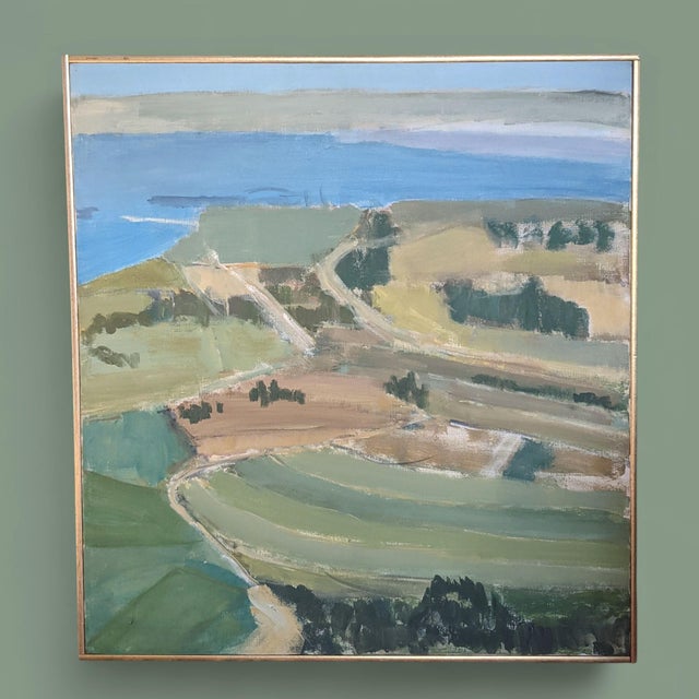 Green Original Abstract Landscape Painting on Canvas Framed For Sale - Image 8 of 9