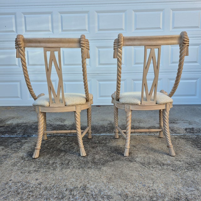 1980s Napoleon III Carved Wood Rope & Tassel Gondola Side Chairs - A Pair For Sale In Washington DC - Image 6 of 10