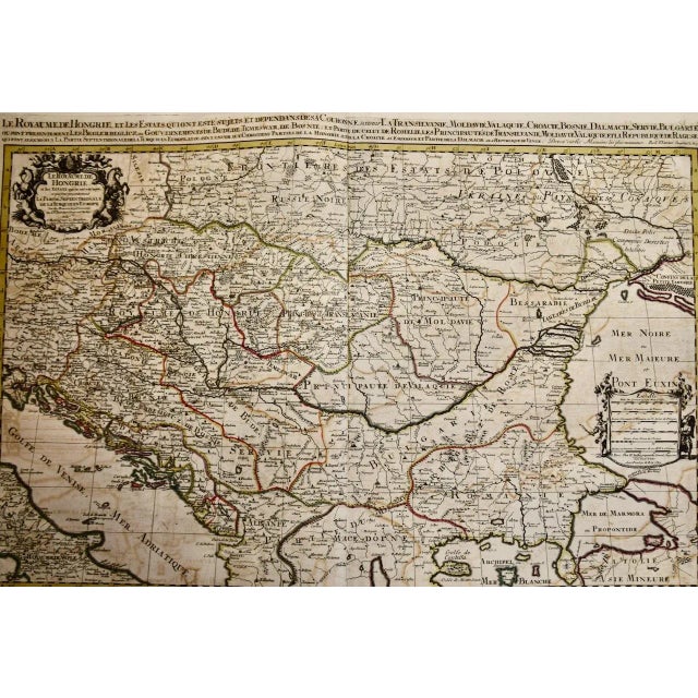Hungary & Eastern Europe: A Large 17th C. Hand-Colored Map by Sanson & Jaillot, 1692 For Sale - Image 4 of 12