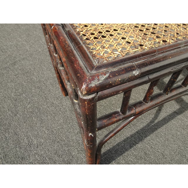 Vintage Chippendale Style Bamboo Brown Cane Side Chair For Sale - Image 14 of 18