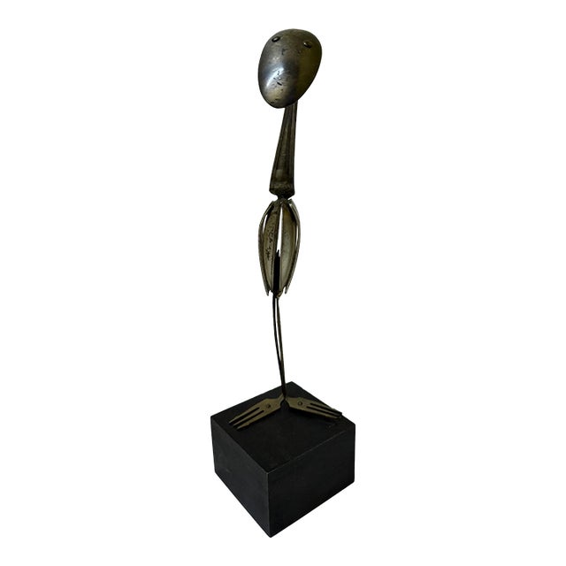 Title: 1970s Mid-Century Modern Victor Delfín Studio Flatware Bird Sculpture - 11.5" For Sale