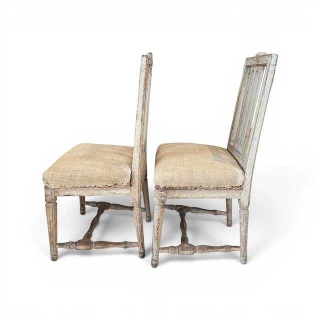 This rare pair of 18th-century Swedish chairs, originating from Stockholm and bearing the maker’s stamp, exemplifies the...