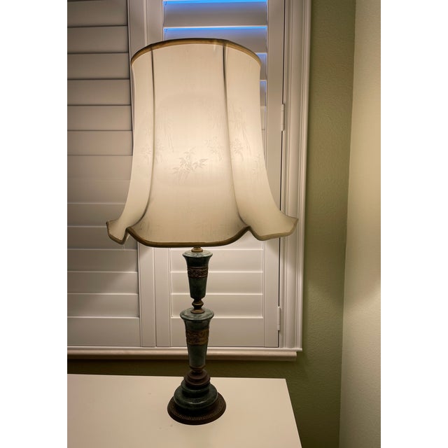 Metal Vintage Green Malachite and Brass Table Lamp For Sale - Image 7 of 7