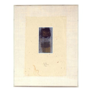 Abstract Color Field Lithograph in Pale Blue and Brown by Will Peterson For Sale