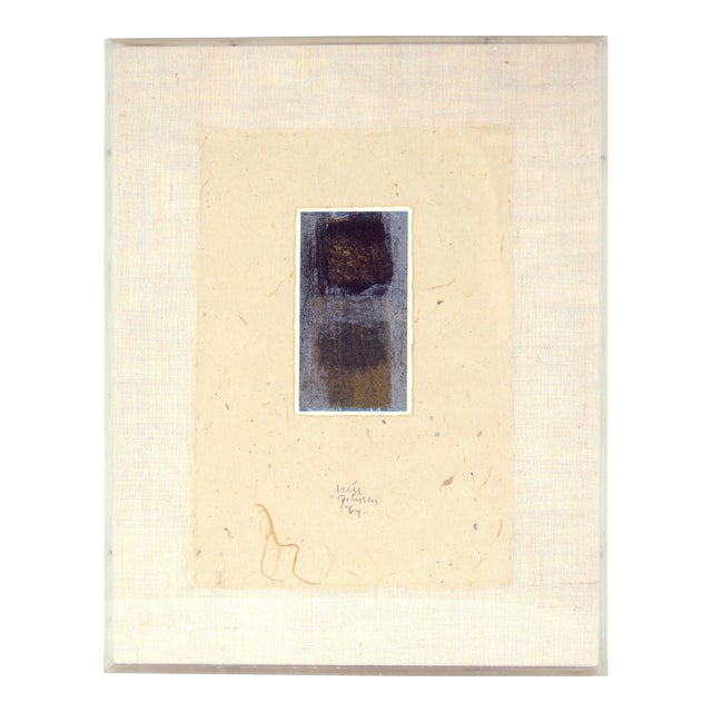 Abstract Color Field Lithograph in Pale Blue and Brown by Will Peterson For Sale
