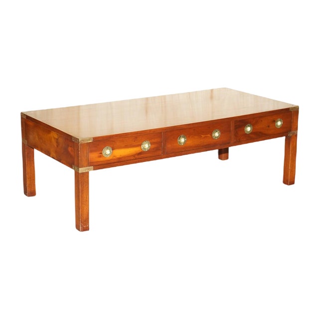 Burr Yew and Elm Military Campaign Coffee Table For Sale