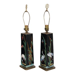 1940's Italian Majolica Bird Themed Lamps- A Pair