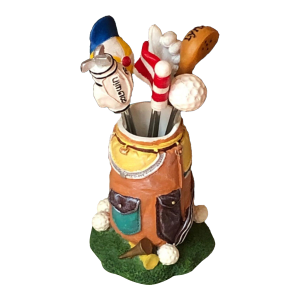 Vintage Adorable 6 Piece Pickle Fork Set With Golf Bag Ceramic - Set of 7