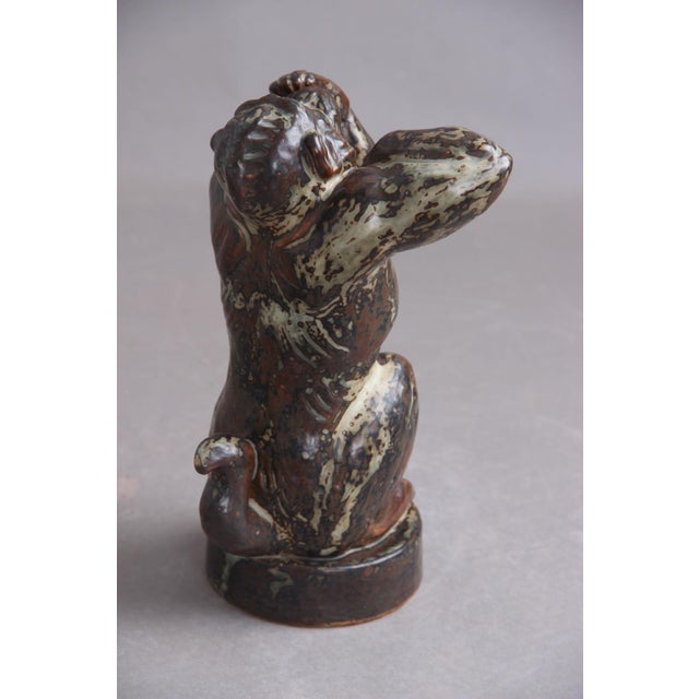 Large Ceramic Model 21632 Monkey Figurine by Knud Kyhn for Royal Copenhagen, 1969 For Sale - Image 3 of 5