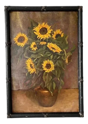 M. Bertels, Sunflowers, 1920s, Oil, Framed