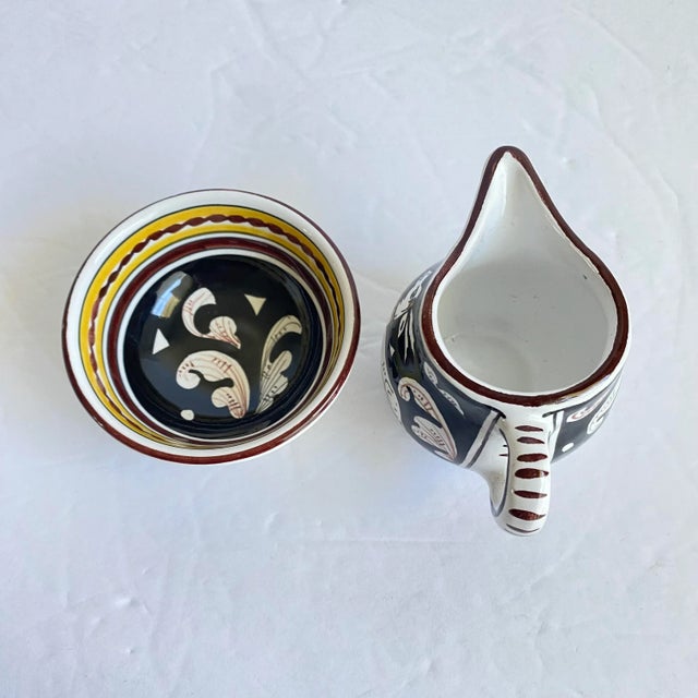 Siena Italy Creamer & Sugar Bowl Set Italian Deruta Pottery Sitting Deer Stag For Sale - Image 10 of 12