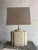 Metal Architectural Table Lamps in Travertine and Brass in the style Maison Jansen, 1970s, Set of 2 For Sale - Image 7 of 16