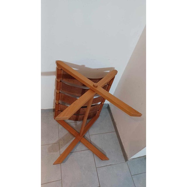Stool in Leather and Wood, 1970s For Sale - Image 6 of 15