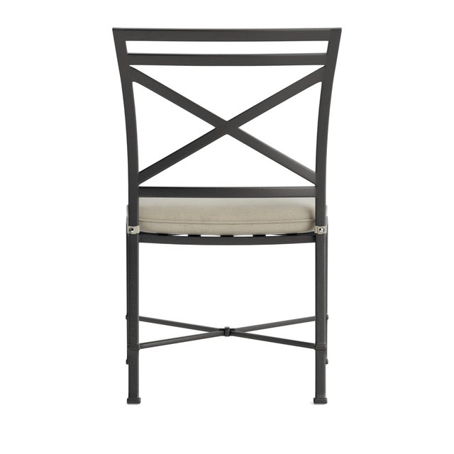 Brown Jordan Brown Jordan Venetian Side Chair, Textured Pewter frame with Fusion Meadow fabric For Sale - Image 4 of 11