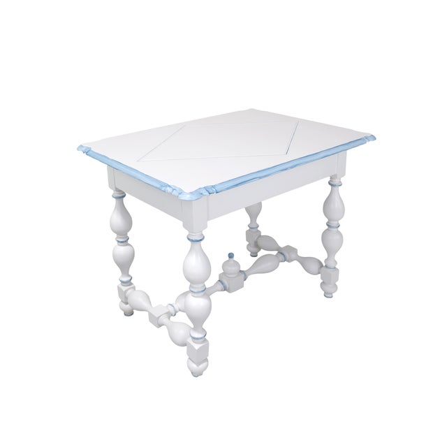 Vintage French Louis XIII Style Painted Game Table With Two Hidden Drawers For Sale - Image 4 of 12