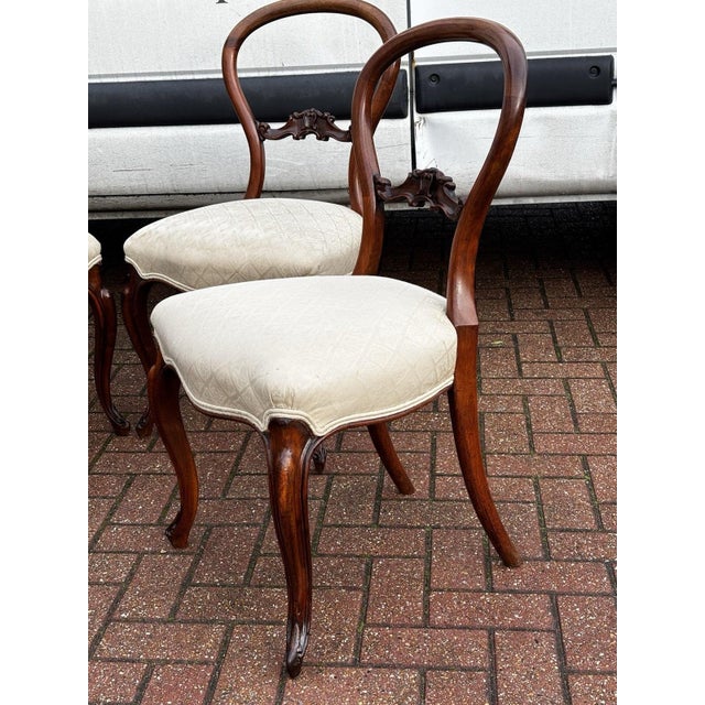 Victorian Walnut Balloon Back Dining Chairs, Set of 4 For Sale - Image 6 of 13