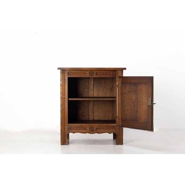 Small Vintage French Buffet in Carved Oak, 1960 For Sale - Image 10 of 12