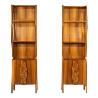 Mid-Century Italian Wall Units in Walnut, 1970s, Set of 2 For Sale
