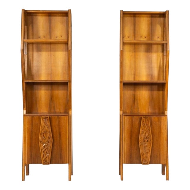 Mid-Century Italian Wall Units in Walnut, 1970s, Set of 2 For Sale