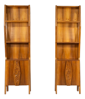 Mid-Century Italian Wall Units in Walnut, 1970s, Set of 2