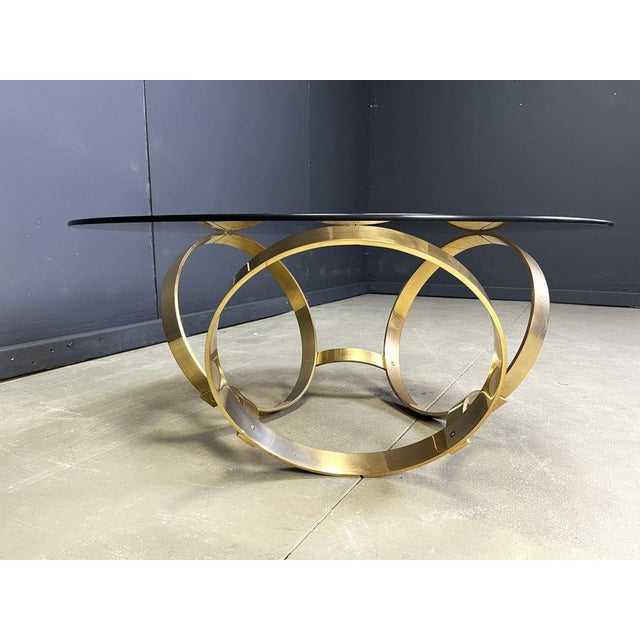 Vintage Brass Coffee Table with Glass by Knut Hesterberg, 1970s For Sale - Image 9 of 15