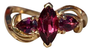 The Mattagami: Ladies 14K Garnet Three Stone Ring
