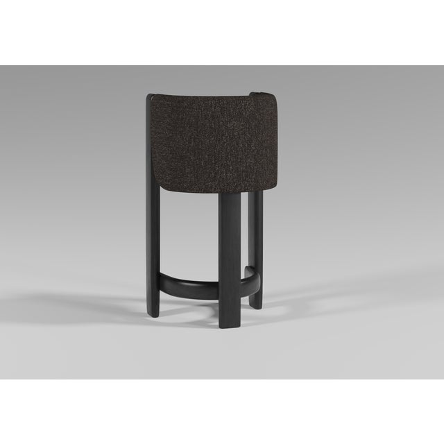 Not Yet Made - Made To Order Modern Sunset Bar Stool in Teal Fabric and Black Stained Ash by Javier Gomez For Sale - Image 5 of 6