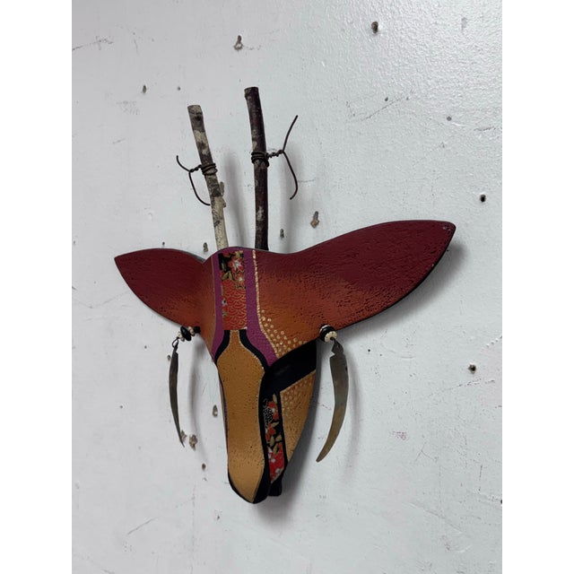 Sculpture Materials Hilary Handcrafted Clay Animal Wall Mask For Sale - Image 7 of 12