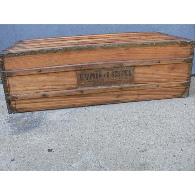 Antique Wooden Travel Trunk For Sale - Image 11 of 14
