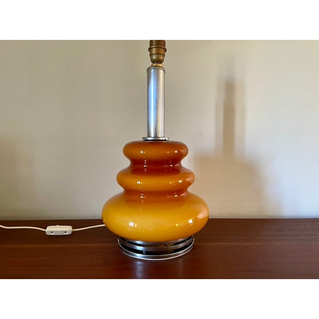 Opaline Ochre and Chrome Floor Lamp, 1970s For Sale - Image 9 of 9