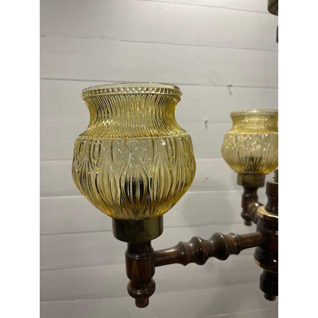 Vintage Wooden Ceiling Lamp, 1975 For Sale - Image 4 of 5